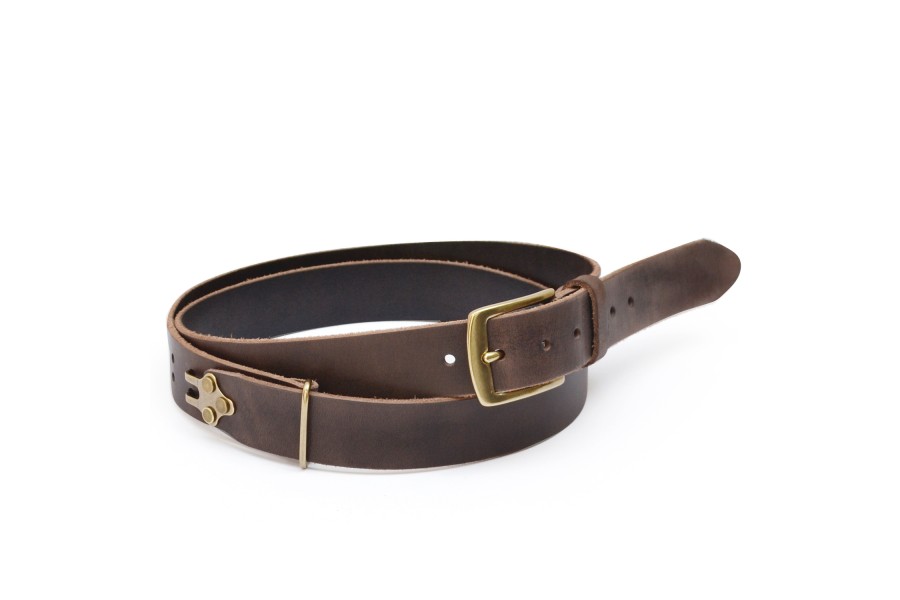 Leather Belts for Men Old School Casual Belt Center Bar Jeans Belt Heavy  Duty Antique Solid Brass Buckle Belt 14-5MSJ-BL