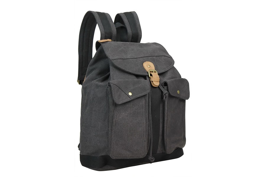 Vagarant 16 in. H Black Classic Style Sport Canvas Backpack