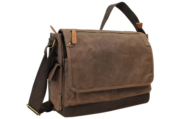 15 in. Vintage Cotton Wax Canvas Laptop Messenger Bag C31LW