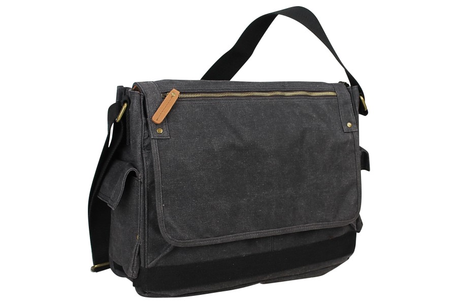 Vagarant 15 in. Vintage Cotton Wax Canvas Laptop Messenger Bag with 15 in. Laptop Compartment. Coffee Brown