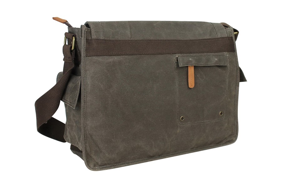 Vagarant 15 in. Vintage Cotton Wax Canvas Laptop Messenger Bag with 15 in.  Laptop Compartment. Coffee Brown C31LW-CB - The Home Depot