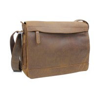 Full Grain Leather Bag 14 in. Leather Messenger Laptop Bag L18 - Final Sale