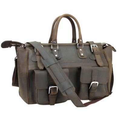  Classic Cowhide Leather Overnight Travel Duffle Bag L54