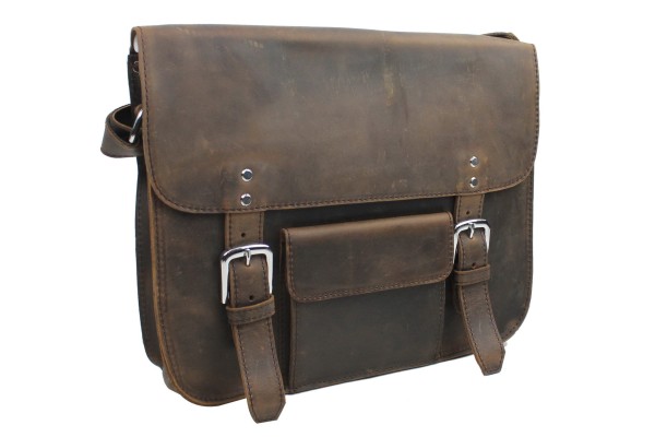 15 in. Cowhide Leather Stylish Casual Messenger Bag L59