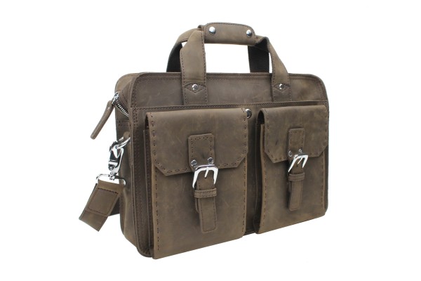 Classic Medium Full Grain Leather Messenger Laptop Bag LM23